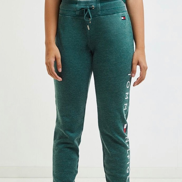 Women’s Tommy Hilfiger Heritage Logo Teal Joggers - Picture 1 of 8